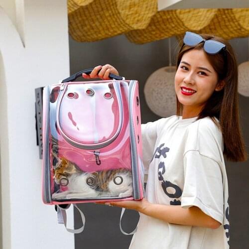 Carrying Bag Cat Litter Pet Backpack Cat Bag Suitable for Outing Cat Cage Double Shoulder Transparent Backpack Pet Cat Supplies