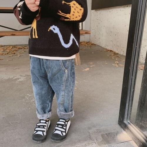 Baby Boy Pants Jeans Fashion Korean Thicken Denim Pants for Boy 2 3 4 5 6 Years Toddler Baby Harem Pants Casual Trousers New