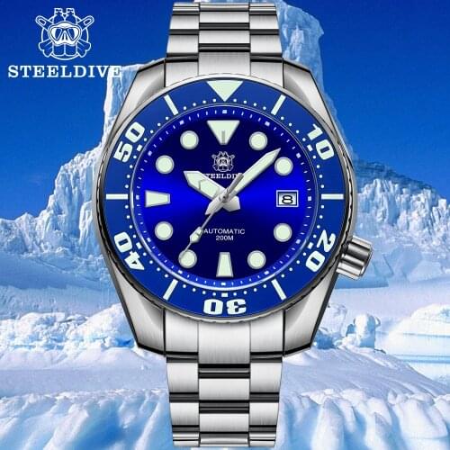 STEELDIVE 1971 Japan NH35 Sapphire Crystal Watches For Men Diver Watch Automatic Mechanical Watch Movement NH35 C3 Luminous