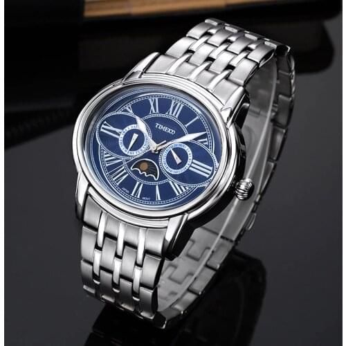 TIME100 Unique Men Quartz Watch Owl Eyes Moon Multifunction Stainless Steel Strap Analog Wrist Watches For Men relogio masculino