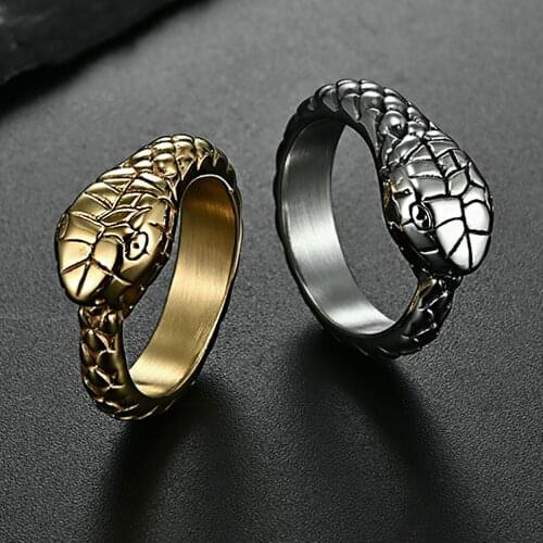 Titanium Steel Gold/Silver Snake Ring for Women Men Punk Rock Animal Rings Party Jewelry Gift