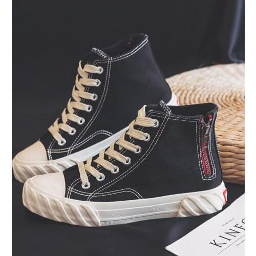 Women shoes 2020 new high-top shoes canvas shoes womens shoes Korean version of the wild students small white shoes women