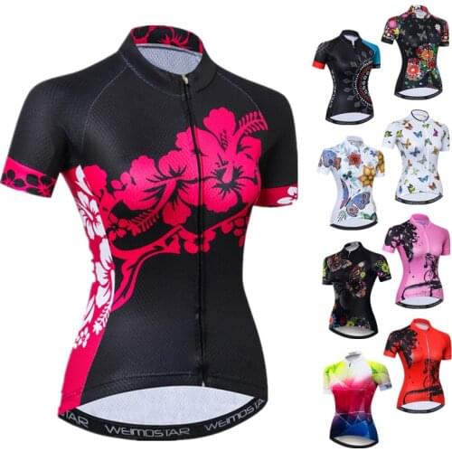 Weimostar Womens Cycling Jersey Short Sleeve Ladies Cycling Clothing Tops Breathable MTB Bike Jersey Quick Dry Bicycle Shirt