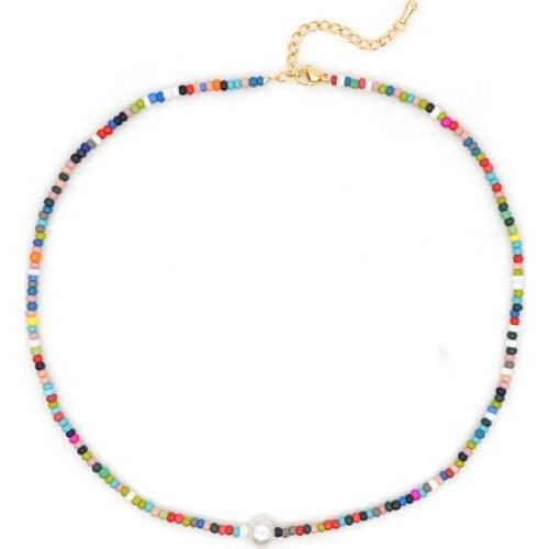 Go2Boho Boho Jewelry 2020 Necklaces For Women Rainbow Necklace Freshwater Pearl Choker Natural Perles Colorful Beads Aesthetic