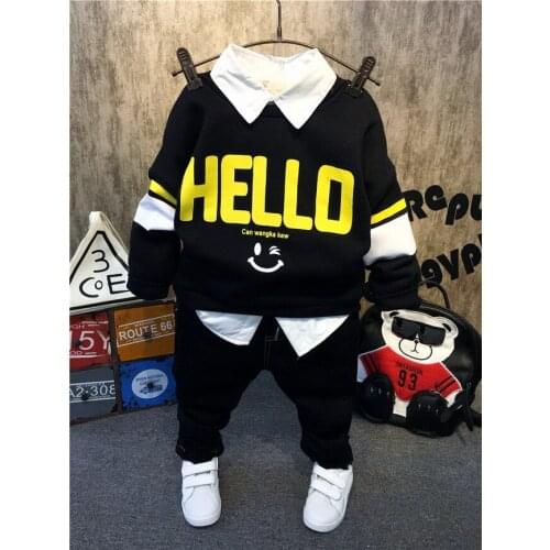 Winter Baby Boy Clothes Set Children Clothing Sets Boys Plush sweater +plush shirt +plush jeans 3pcs Kids Clothes sets 2-6Y