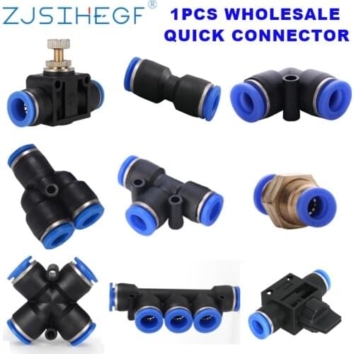 1PCS T/Y/L/Straight Type PU/PV/PY/PE/PM/PZA/PK/HVFF/ Pneumatic Fittings For Air/Water Hose Tube Connector 4/6/8/10/12/14/16mm