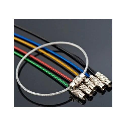 Free shipping 10pcs High Quality Metal Wire Stainless Steel Wire Rope Creative carabiner Keys hanging Cable EDC Tool