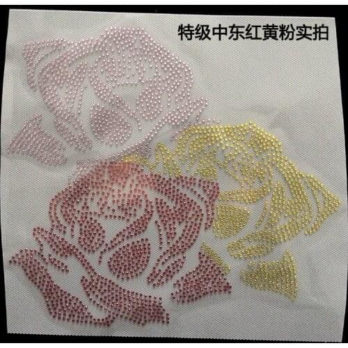 2pc/lot Big Rose motif hot fix rhinestone transfers rhinestone iron rhinestone appliques iron on motif