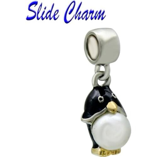 2018 Silver Plated Cute penguin pendant Charm Beads Fit Pandora Women Diy Bracelets Bangles Jewelry
