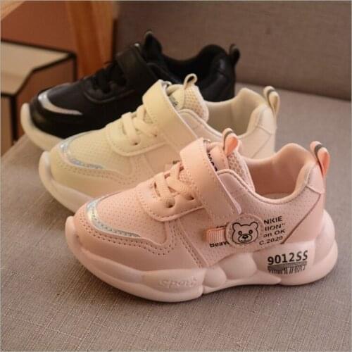 2020 Childrens shoes kid kid boy girl cute bear leather breathable sport running sneaker shoes