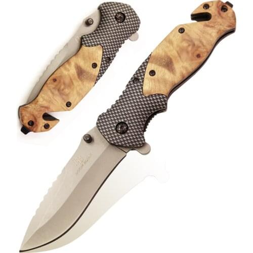 210mm (8.3') 57HRC Folding Knife Wood Handle 440C Blade Hunting Utility Outdoor Knives Survival Pocket Camping Knifes Tool
