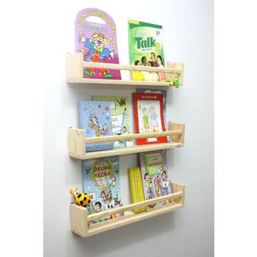 Big size long 3 pcs Montessori Bookshelf 60 cm Wall Rack Baby Kids Room Wooden Bookcase