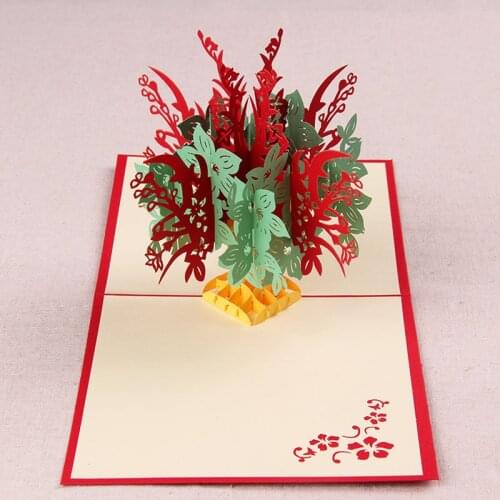 3D Laser Cut Handmade Flower Tree Festival Blessing Paper Invitation Greeting Cards PostCard Valentines Day Girlfriend Gift