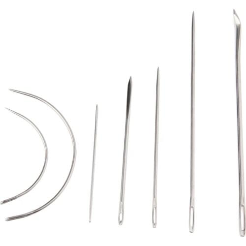 7Pcs Stainless Steel Sewing Needles Kit Upholstery Sewing Sharp Needles Carpet Leather Curved Canvas Crochet Hook Repair Tool