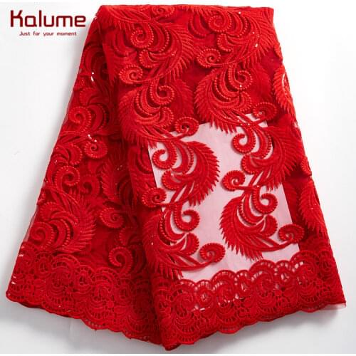 Kalume African Lace Fabric Sequins French Mesh Lace Fabric Dress Nigerian Mesh Lace Fabric For Wedding Party Lace Fabric H2340