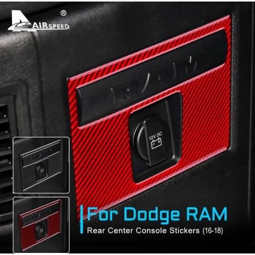 AIRSPEED Carbon Fiber for Dodge RAM 2016 2017 2018 Accessories Interior Trim Car Armrest Box Rear Center Console Frame Sticker