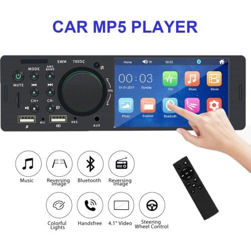 Head Unit 7805C 1 Din 4.1" Touch Screen Stereo Player Bluetooth Audio Video MP5 Player Car Radio High Definition