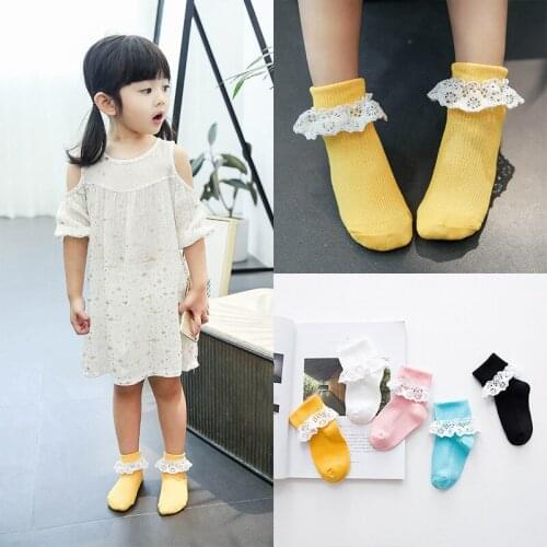 Girls' pure cotton stockings, female baby, super adorable things, spring and summer new cotton double needle lace Princess socks