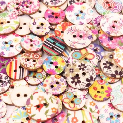 50pcs Retro series Wood Buttons for Handwork Sewing Scrapbook Clothing Crafts Accessories Gift Card Decor 15-20mm