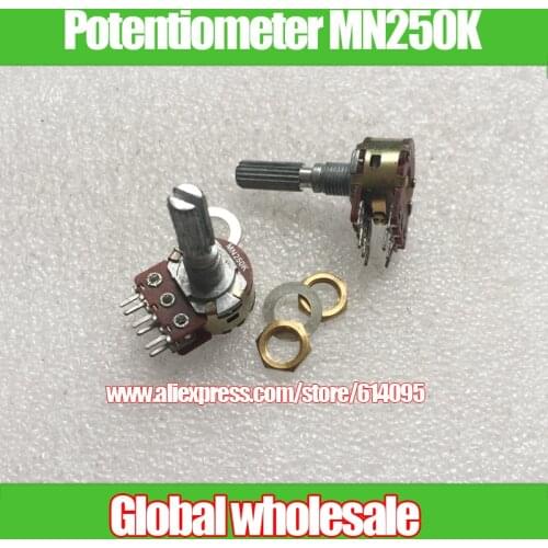 2pcs Taiwan Double Balance Potentiometer MN250K / With Midpoint / Middle back to zero / 25MM Handle Knurled Shaft