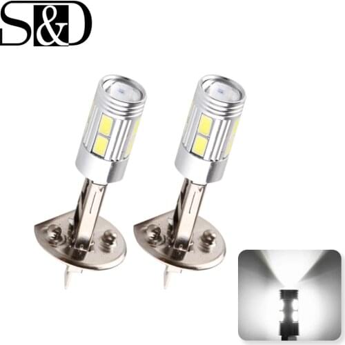 H1 LED Bulbs Super Bright High Power H3 10-SMD 5630 Auto LED Car Fog Signal Turn Light Driving Lamp White Amber Red D45