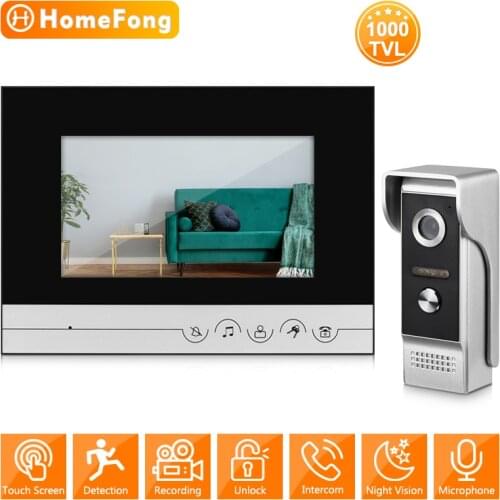 HomeFong 7 Inch Intercom Entry System Kit Screen Monitor 1000 TVL Doorbell Call Panel Camera Recording Video Door Phone for Home