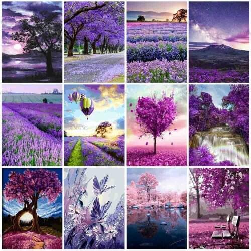 Tree Pictures Scenery Paint Drawing On Canvas Hand Painted Painting River Kits Home Living Room Decoration