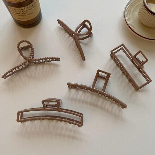 Women Girls Korean Style Coffee Mental Hair Claws Geometric Fashion Hair Accessories Simple Hair Clips Headwear For Women