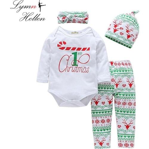 Children Clothes Set Cotton Romper Pants Infant Baby Boys Girls Clothing Four-piece long Sleeve Hat Cute Headband Play Mats