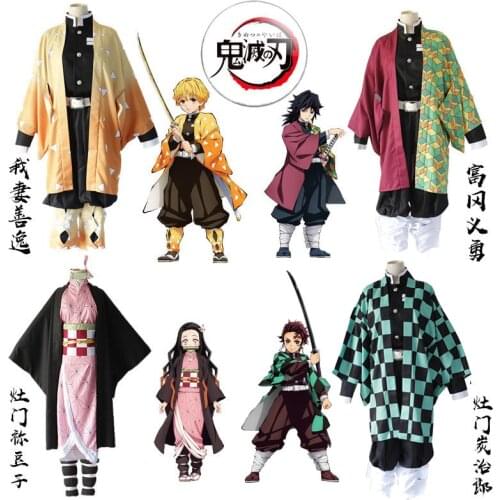 Anime Demon Slayer:Kimetsu no Yaiba Kamado Tanjirou Agatsuma Zenitsu Tomioka Giyuu Kamado Nezuko Kimono Uniforms Cosplay Costume