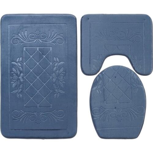 3pcs/set Bathroom Mat Set Bath Carpets Thick Anti-skid Toilet Lid Cover Floor Rugs Shower Room Bathtub Side 50x80 50x40 45x38cm