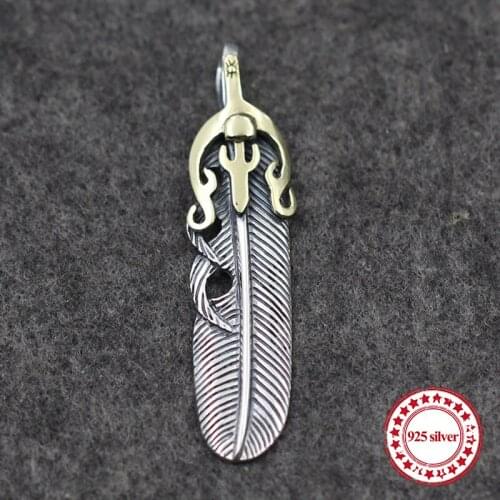 S925 sterling silver pendants personality classic Indian couple style feather sword shape cross modeling send lover jewelry gift