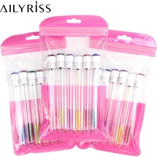 Reusable Eyelash Brush Tube Disposable Eyelash Wands Eyebrow Brush Replaceable Dust-proof Sparkling Broken Diamond at Bottom