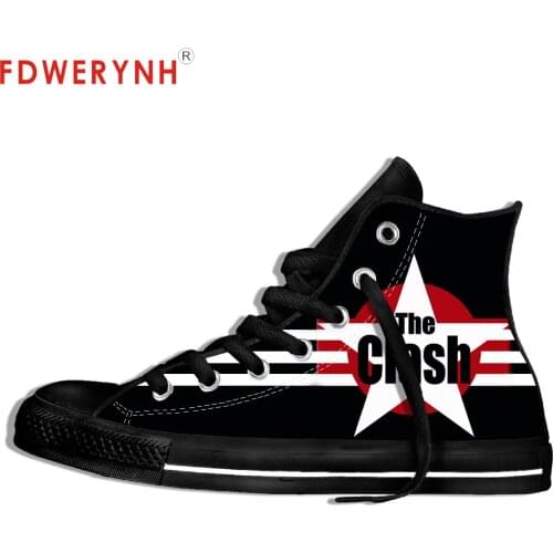 Mens Canvas Casual Shoes Metal Bands The Clash Strummer Mens Customized Color Lace-up Leisures Platform Shoe Espadrilles