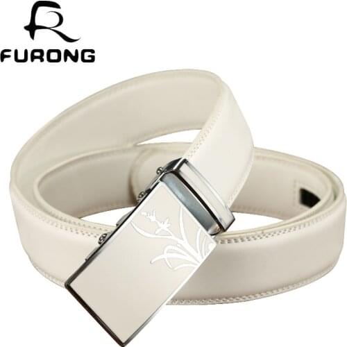 Man Business Belt Automatic Buckle Belt Brand Designer High Quality Luxury Men White Solid Strap Metal Automatic Buckle Belts