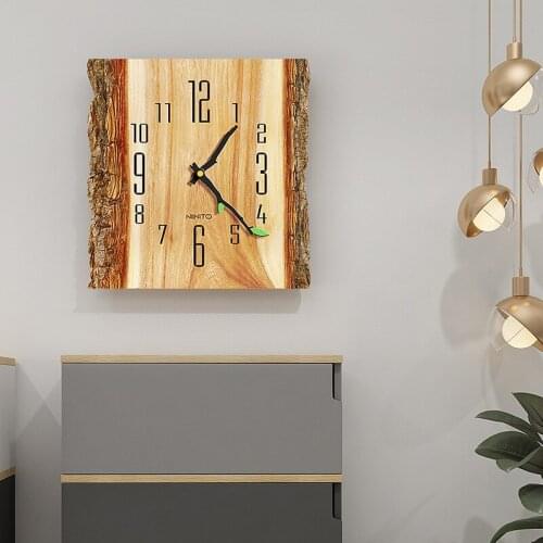 Nordic Creative Tree Pattern Wall Clock Living Room Simple Modern Mute Quartz Clock Wood Grain Ins Clock