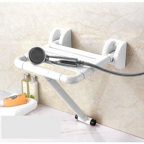Wall Mounted Bathroom Foldable Stool 330 Lbs Bearing Weight Non-slip Folding Shower Seat for Elderly Pregnant Women Patients