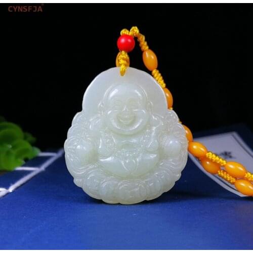 CYNSFJA Real Certified Natural Hetian Jade Nephrite Lucky Amulets Buddha Jade Pendant High Quality Hand Carved Best Gifts