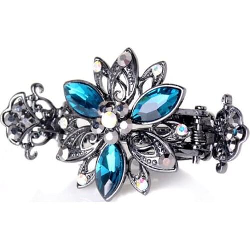 2020 Newest Alloy Hairpins Crab Claw Clip With Luxury Crystal Flower Vintage Hair Clip Women Wedding Head band Hair Accessories
