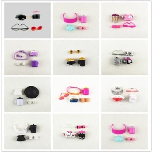 1 Pcs Original lol Doll Girl Toys random Headwear glasses shoes baby bottle clothes birthday gift can spray water toy