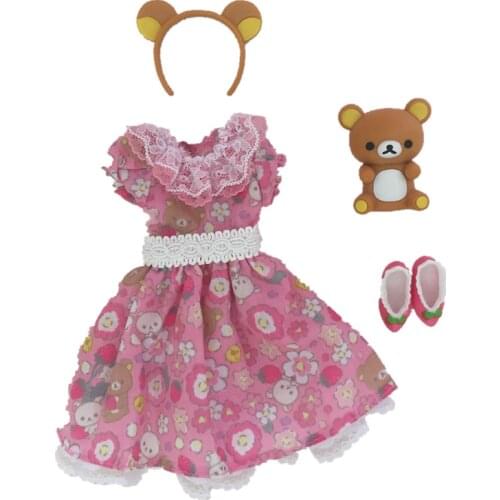 Original Licca doll accessories dress bear headband strawberry shoes for licca doll 1/6 doll dress