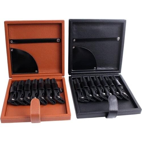 Brown Black Barber Hair Stylist Split Leather Organizer Salon Hairdresser Groomer Scissors Shears Tool Case H21