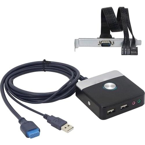 HOT-Reset Hard Disk Switch Computer Case Power Switch with Dual USB Ports and Audio Ports for Home Office Internet Cafes