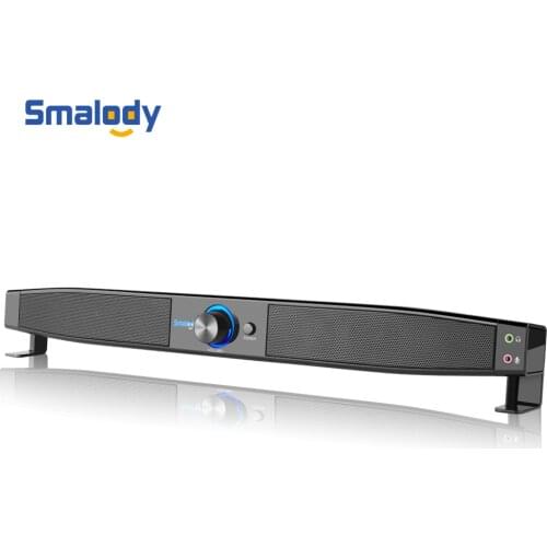 Smalody Soundbar USB Powered Speakers Home Theater 5W Stereo Subwoofer w/ Microphone Headphone Jack Support LINE IN Music Play
