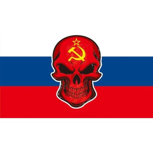 Soviet Red Skull flag with Russia 3x5ft banner flag