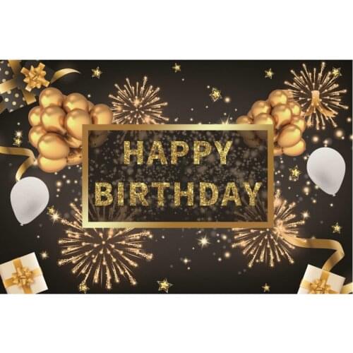 Firework and Happy Birthday Backdrop Party Photography Background Holiday Celebration Photo Booth Studio Decor
