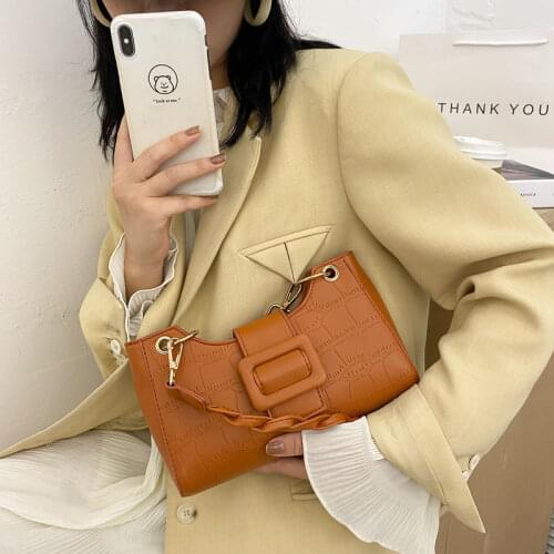 Handbag Baguette Bag Shoulder Bag Women Underarm Bag All-match Fashion Texture Stone Pattern 2021 Casual PU Leather Zipper Solid