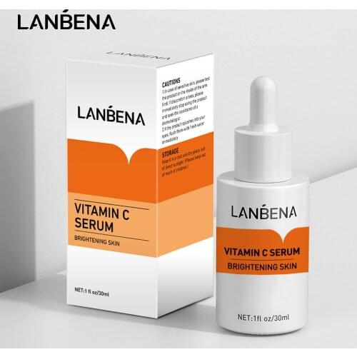 LANBENA Vitamin C Serum Brightening Skin Rejuvenating Whitening Fade Dark Spot Smooth Fine Lines Anti-Aging Face Essence 30ML