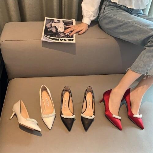 Elegant Women Pumps Pointed Toe Elastic Comfortable Slip On Thin High Heels Women Office Pumps Party Nightclub Shoes Size 35-39