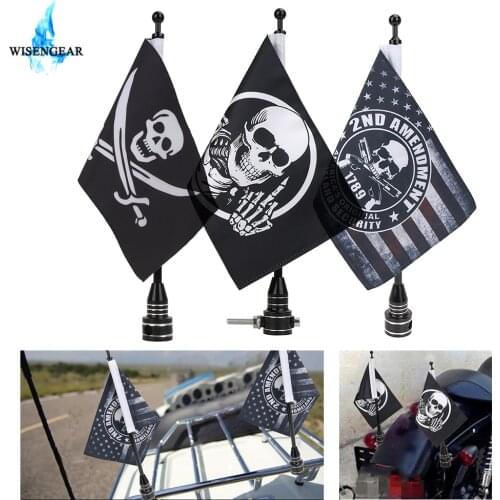 For Harley Sportster XL883 XL1200 Road King Glide FLHT Motorcycle Rear Side Mount Luggage Rack Vertical Pirate Flag Pole 3 Style